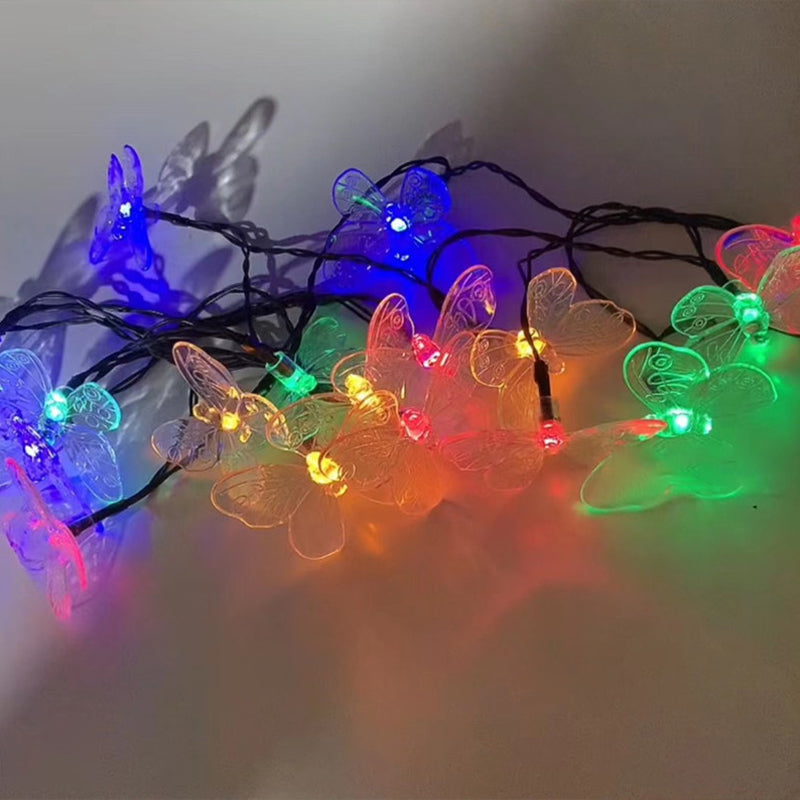 Solar-Powered LED Butterfly String Lights
