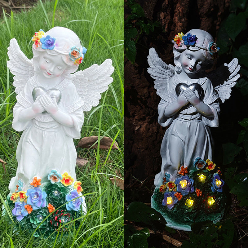 Nordic Praying Angel Statue Solar Resin Ornaments