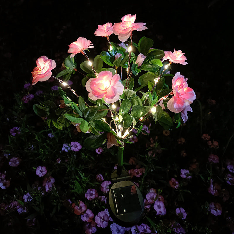 Solar-Powered LED Camellia Flower Light