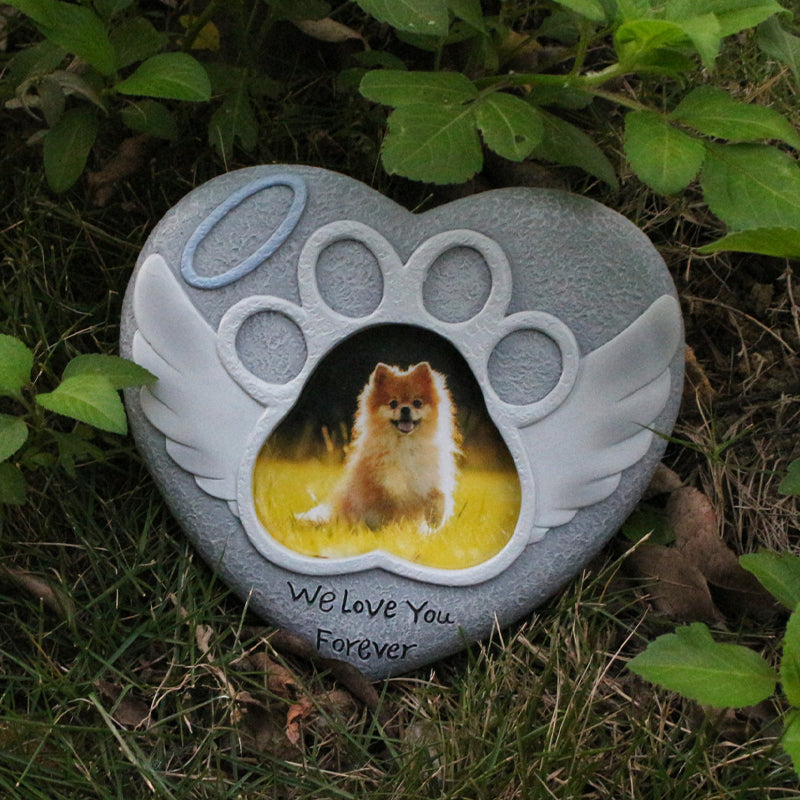 Pet Dog Memorial Photo Frame Tombstone Garden Statue