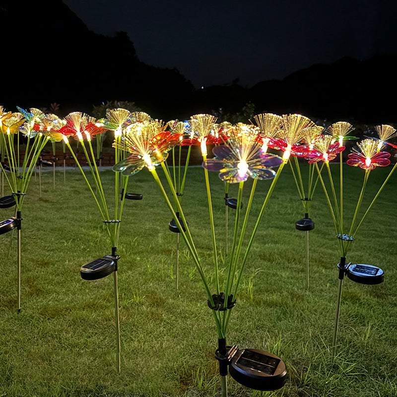 Solar-Powered LED Fiber Optic Butterfly Flower Stake Light