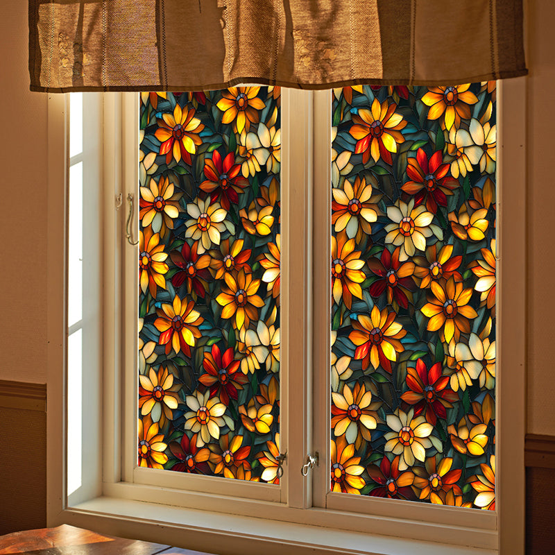 Double-sided colorful flower static glass sticker