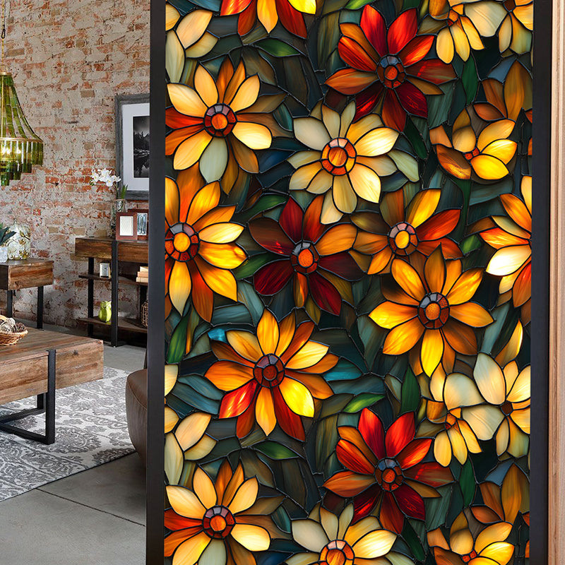 Double-sided colorful flower static glass sticker