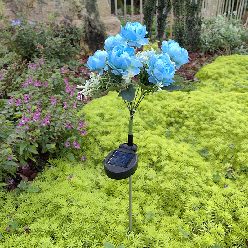 Solar-Powered 7-Head Peony LED Garden Light