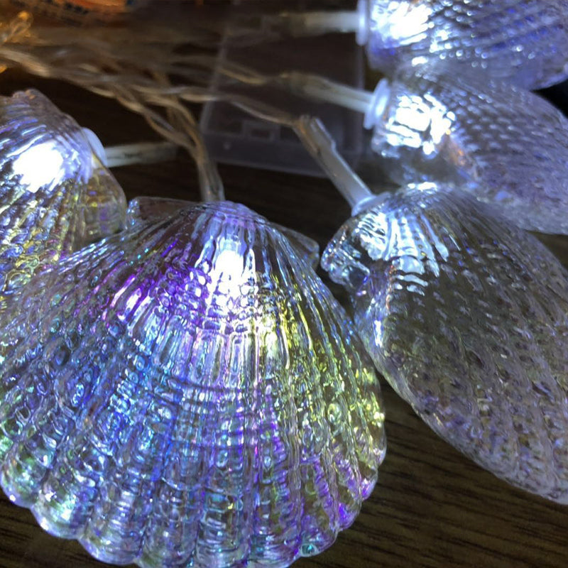 Solar-Powered LED Seashell String Lights