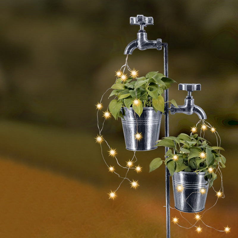Solar Retro Metal Faucet Garden Pile Light