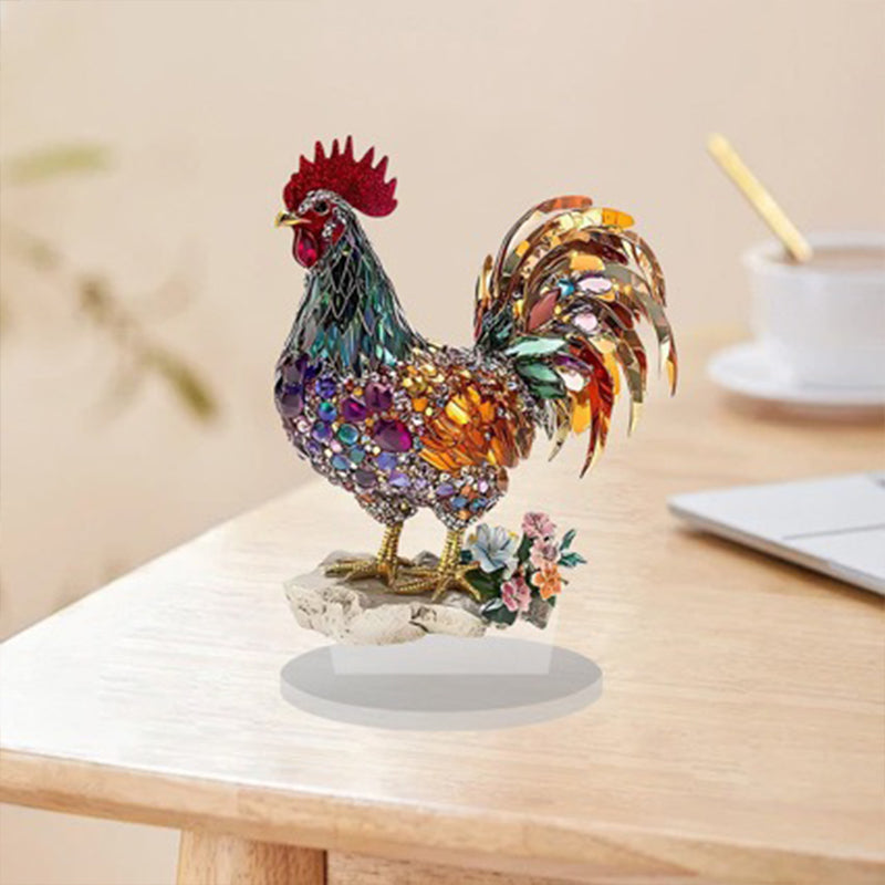 Colorful Lucky Rooster 2D Flat Acrylic Decorative Ornaments