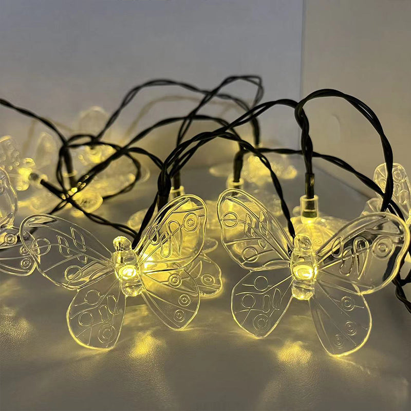 Solar-Powered LED Butterfly String Lights