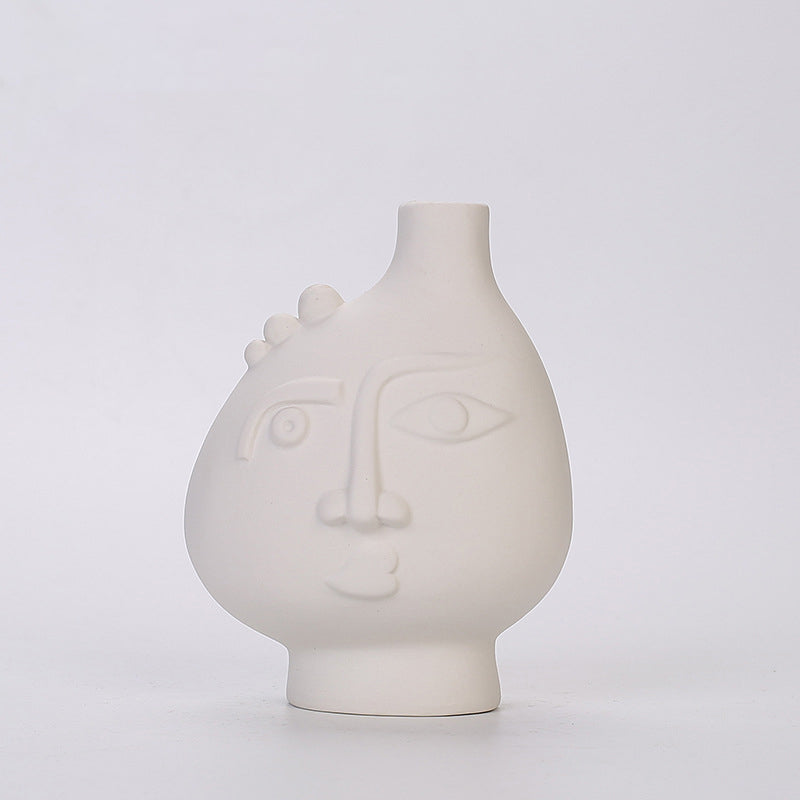 Human body ceramic dried flower vase bisque decoration