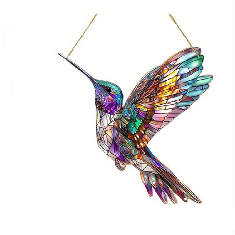 European Style Hummingbird Painted Acrylic Suncatcher