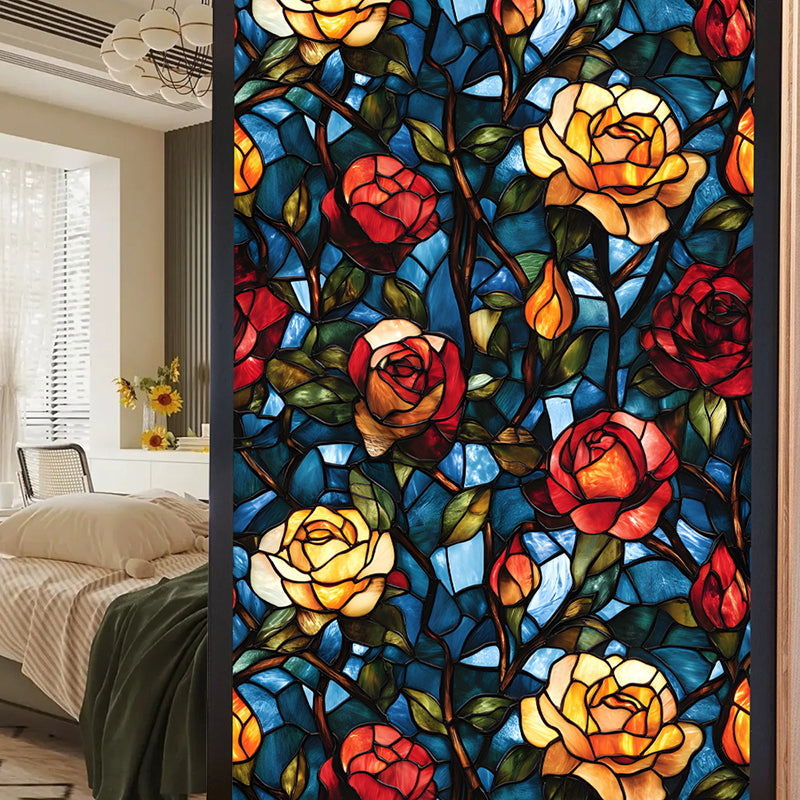 Double-sided colorful flower static glass sticker