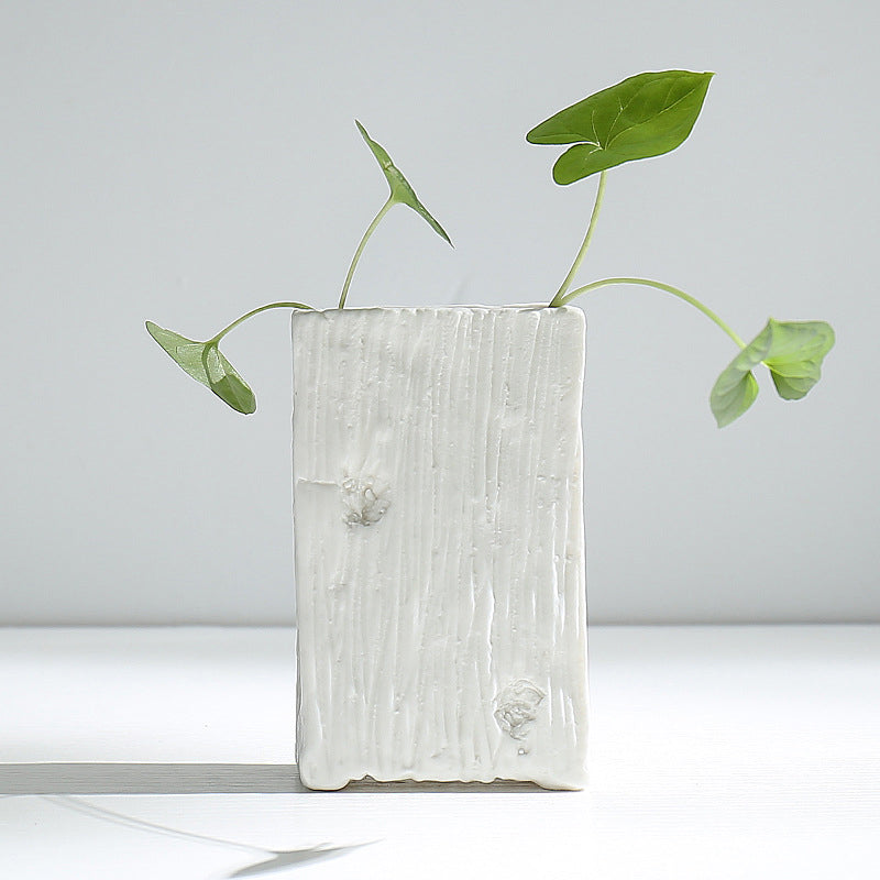 Simple plain fired hydroponic white porcelain flower pot