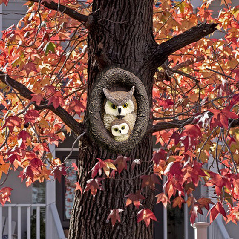 Mother and Child Owl Tree Hole Pendant