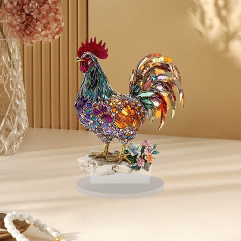 Colorful Lucky Rooster 2D Flat Acrylic Decorative Ornaments