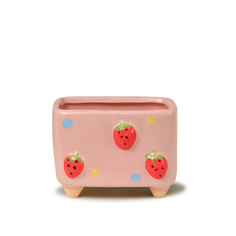 Pastoral fresh painted relief fruit succulent ceramic flower pots