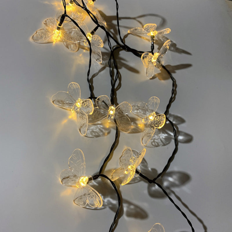 Solar-Powered LED Butterfly String Lights