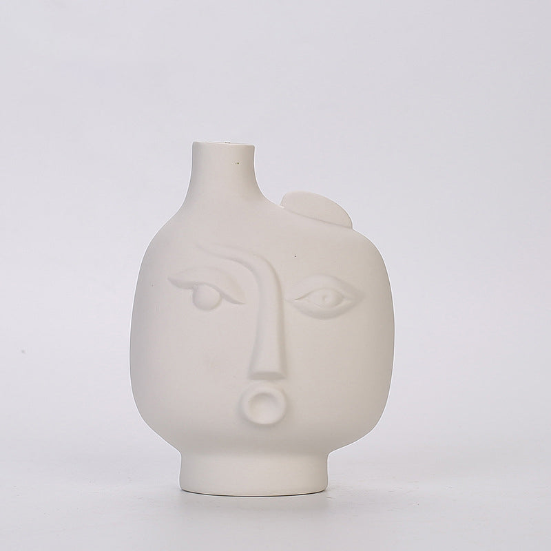 Human body ceramic dried flower vase bisque decoration