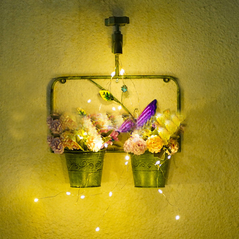 Solar faucet double flower pot wall mounted light