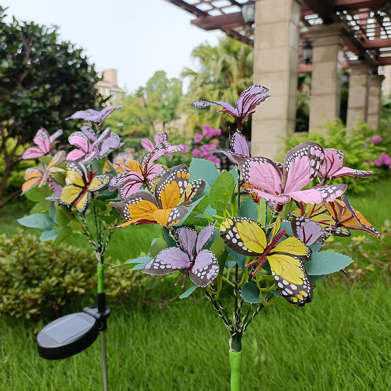 Solar-Powered Colorful LED Butterfly Floral Stake Light
