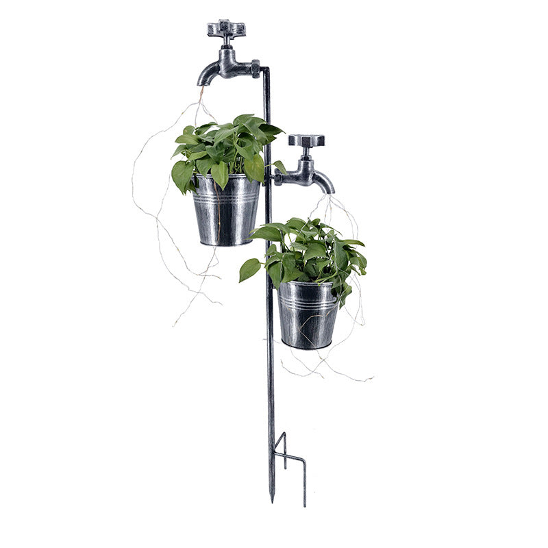 Solar Retro Metal Faucet Garden Pile Light