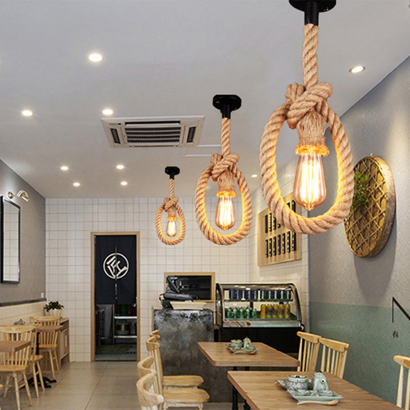 Retro hemp rope bamboo tube chandelier