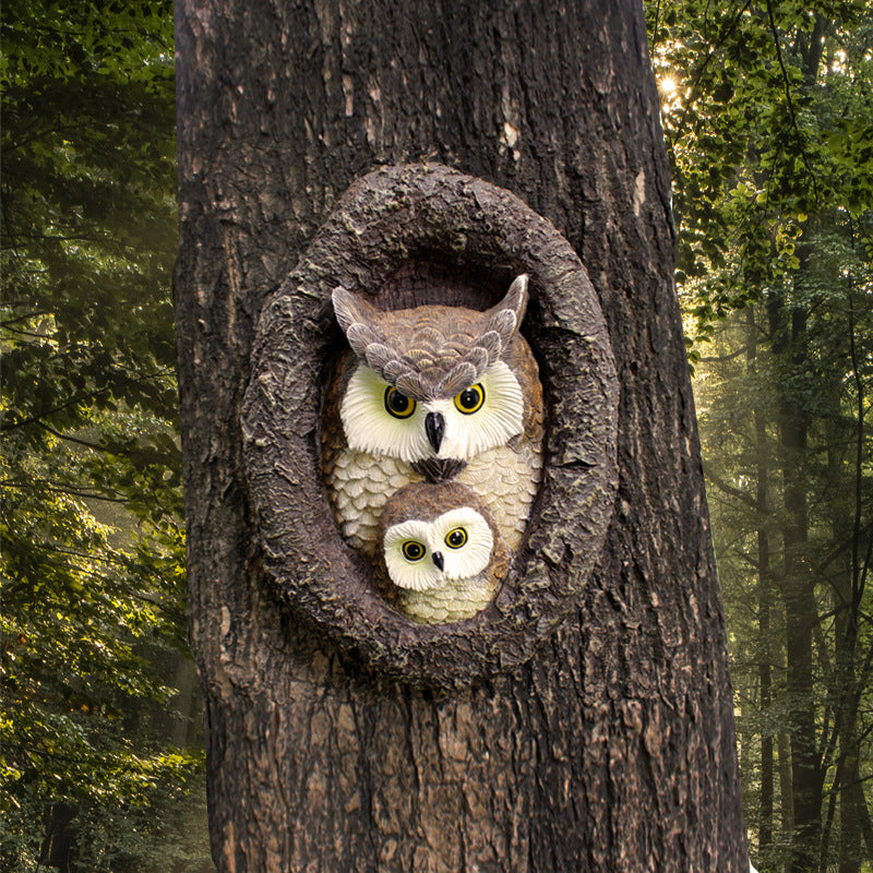 Mother and Child Owl Tree Hole Pendant
