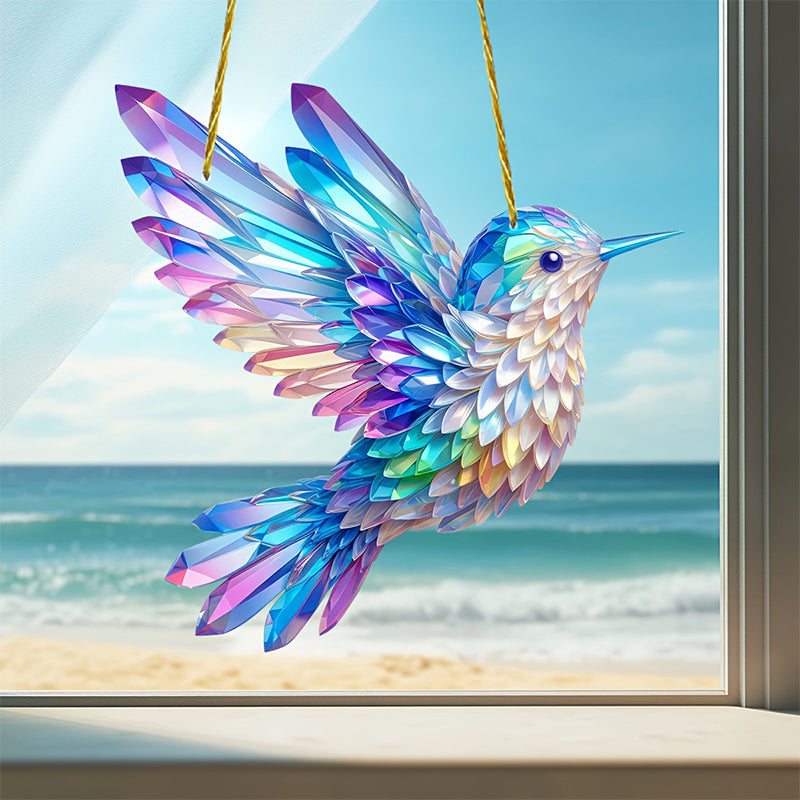 European Style Hummingbird Painted Acrylic Suncatcher