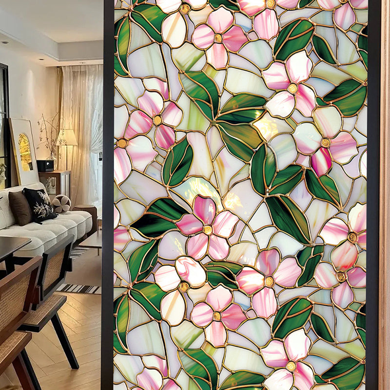 Double-sided colorful flower static glass sticker