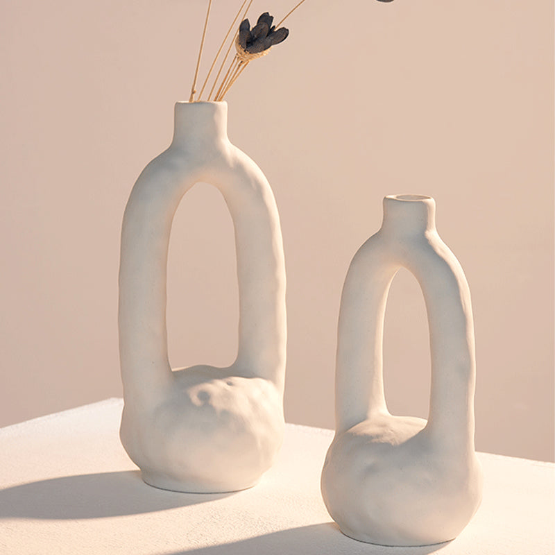 Artistic unglazed ceramic vase