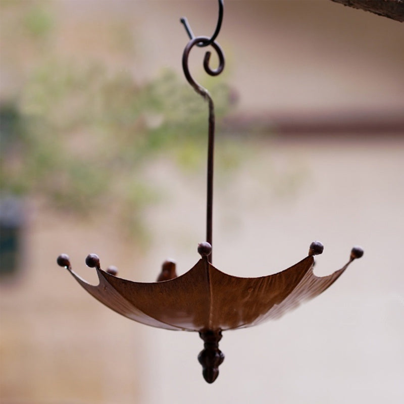 Hummingbird umbrella-shaped iron bird feeder