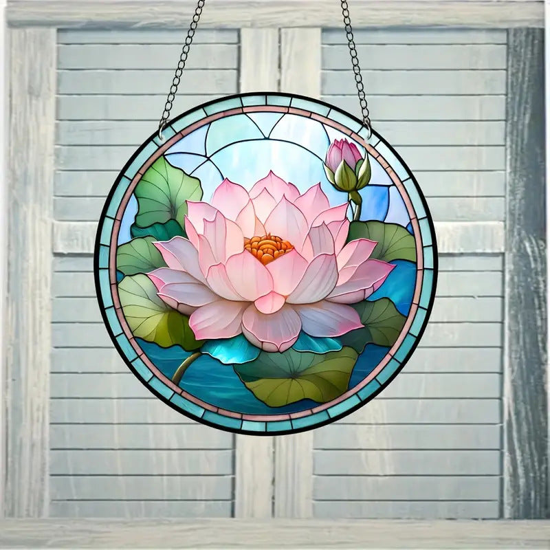 Fresh style round acrylic sun catcher pendant home decoration
