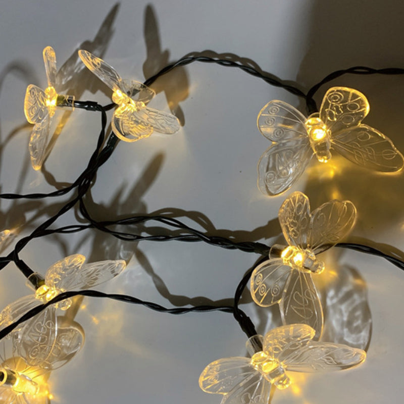 Solar-Powered LED Butterfly String Lights