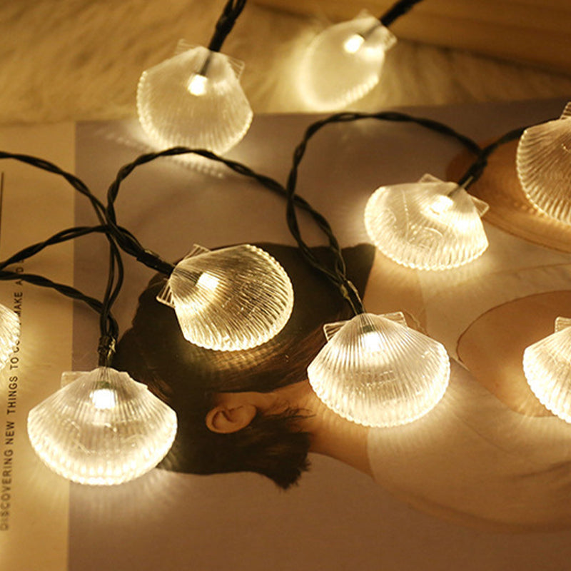Solar-Powered LED Seashell String Lights