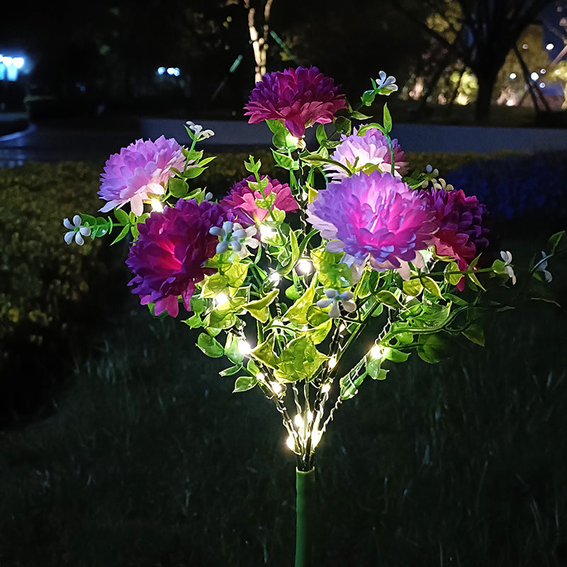 Solar-Powered LED Simulation Lilac Flower Light for Garden Decor