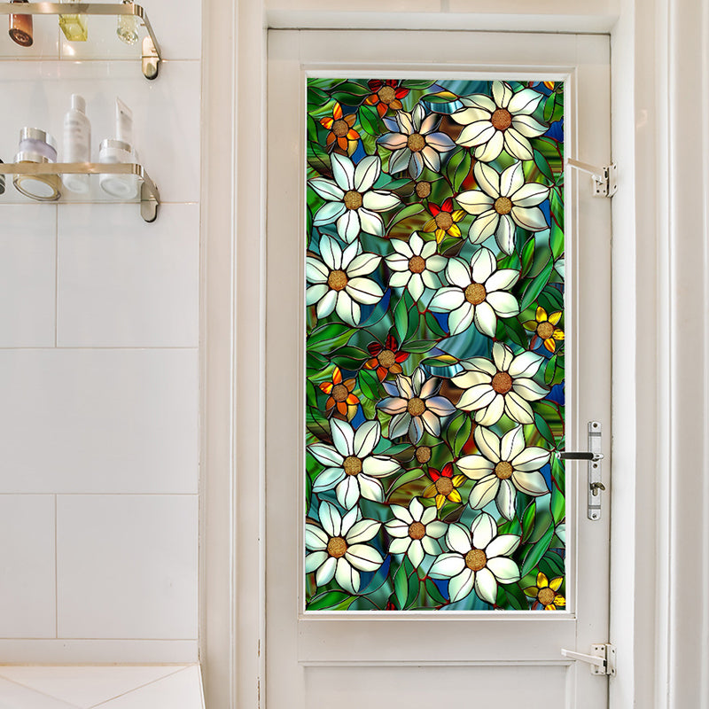 Double-sided colorful flower static glass sticker