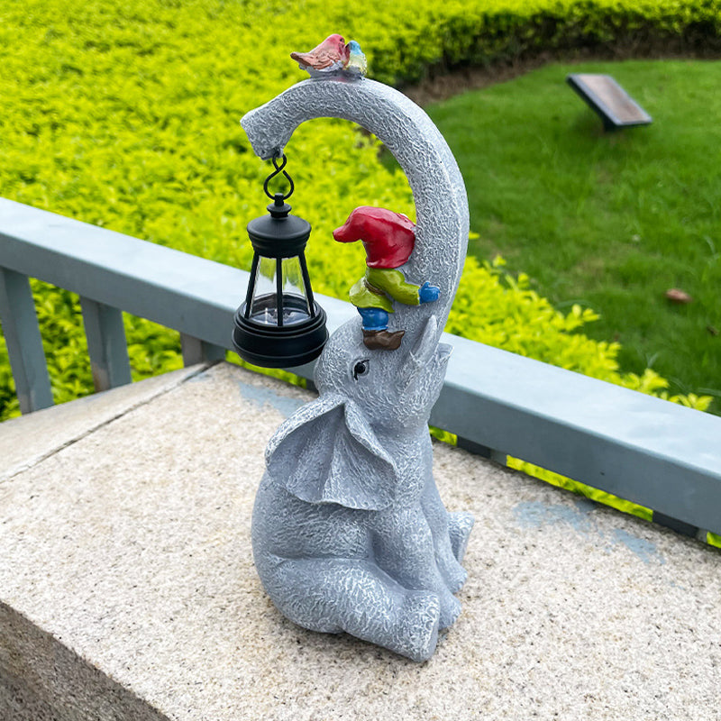 Solar Resin Elephant Elf Outdoor Light