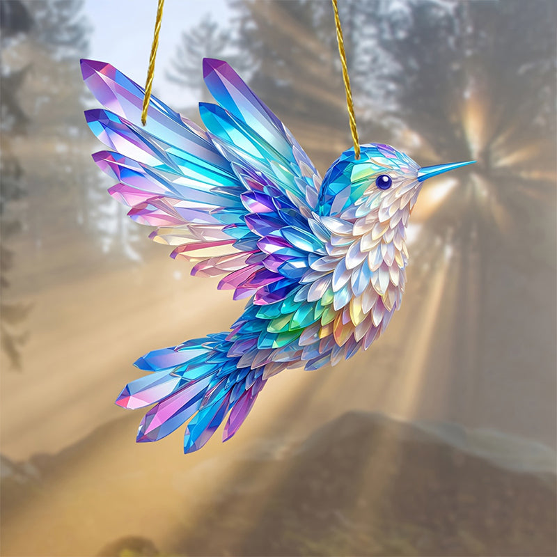European Style Hummingbird Painted Acrylic Suncatcher