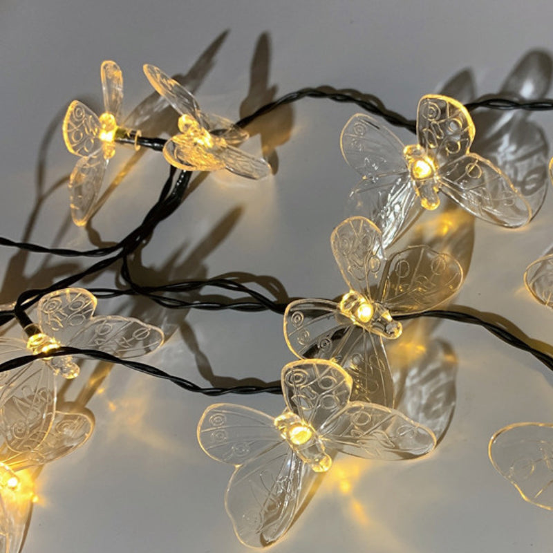 Solar-Powered LED Butterfly String Lights