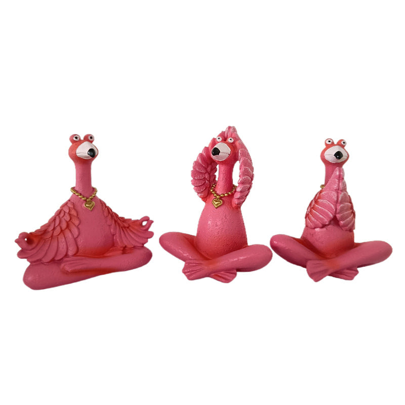 Outdoor Decoration Flamingo Yoga Meditation Statue Garden Ornament -3 Shapes
