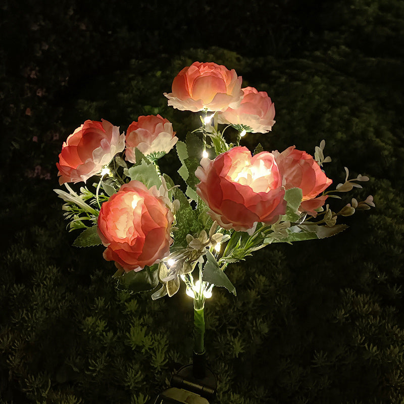 Solar-Powered 7-Head Peony LED Garden Light