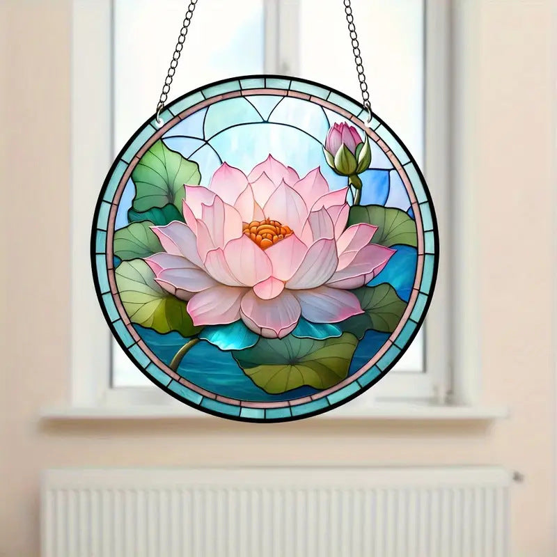 Fresh style round acrylic sun catcher pendant home decoration