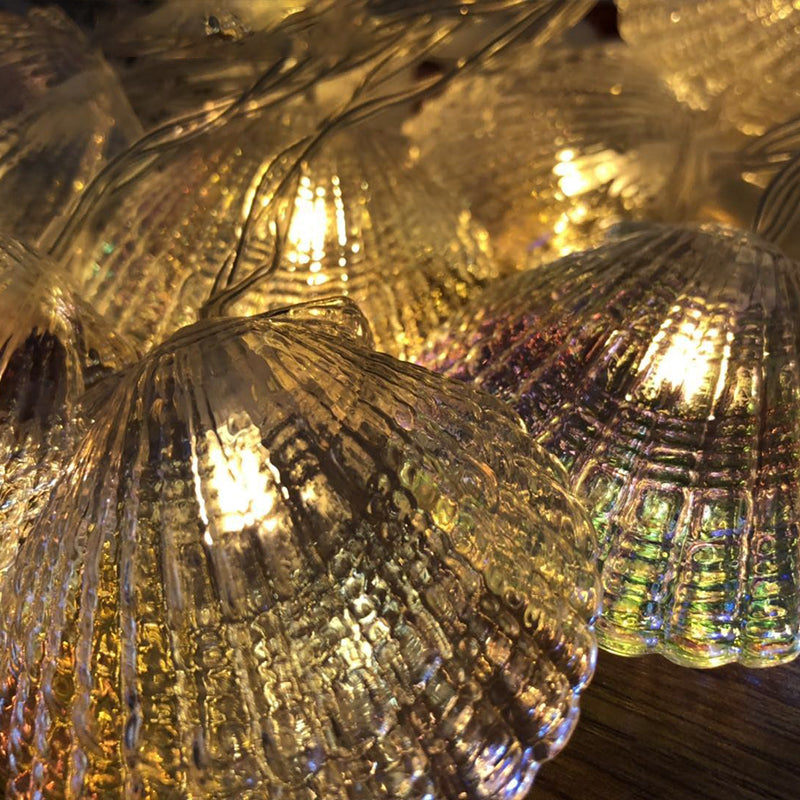 Solar-Powered LED Seashell String Lights