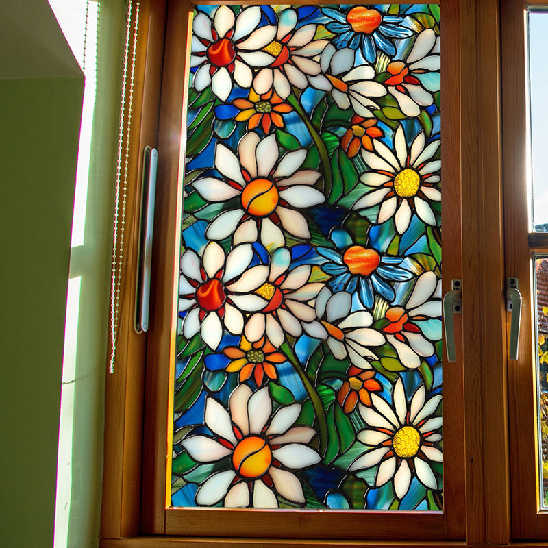 Double-sided colorful flower static glass sticker