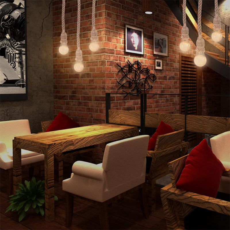 Retro hemp rope bamboo tube chandelier