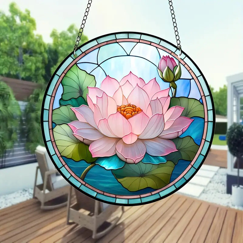Fresh style round acrylic sun catcher pendant home decoration
