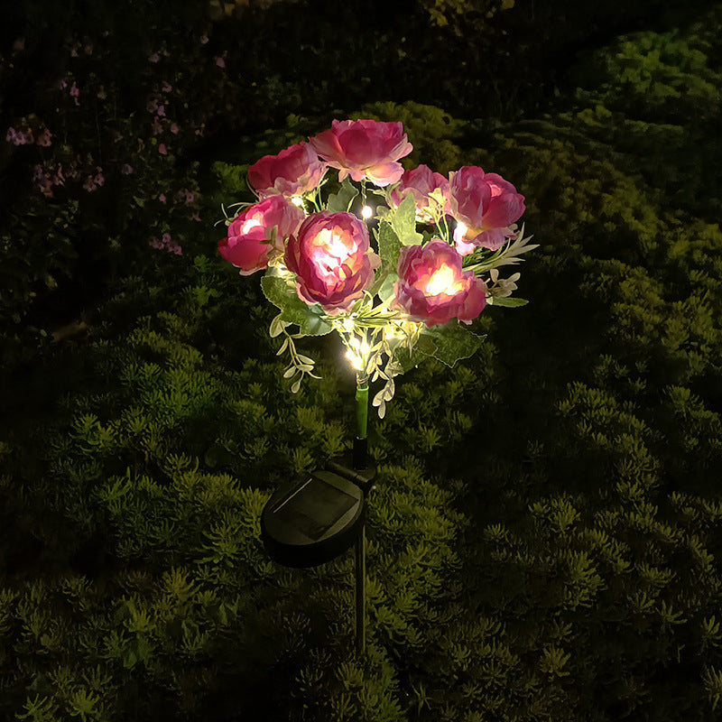 Solar-Powered 7-Head Peony LED Garden Light