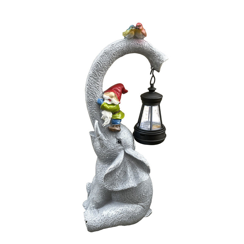 Solar Resin Elephant Elf Outdoor Light