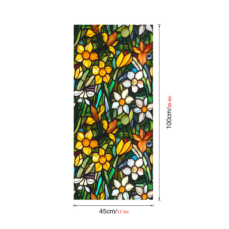 Double-sided colorful flower static glass sticker