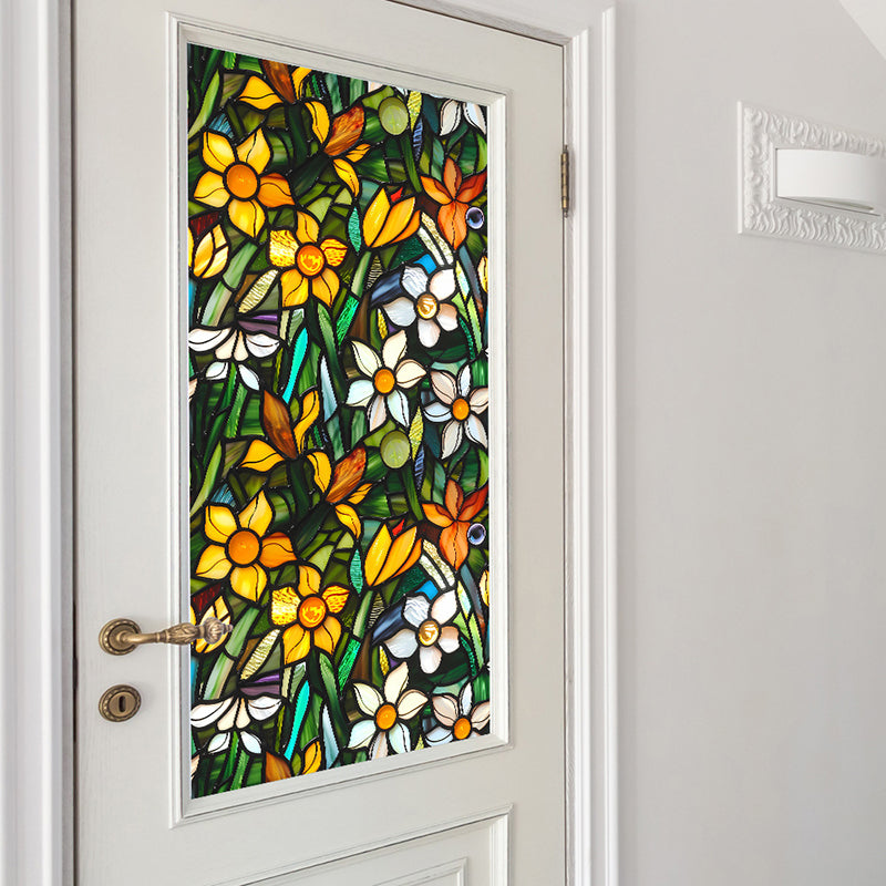 Double-sided colorful flower static glass sticker