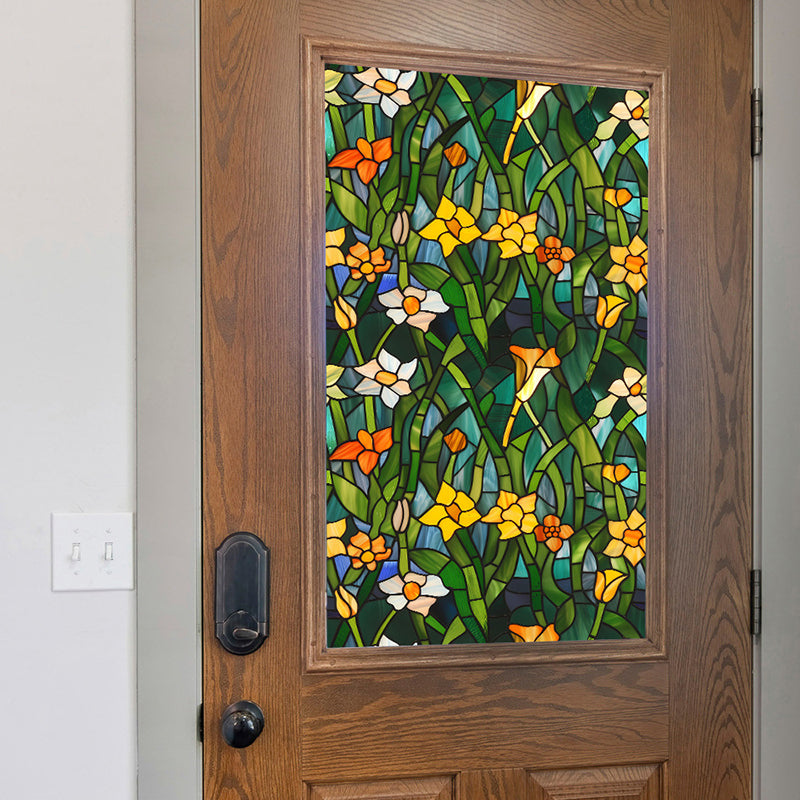 Double-sided colorful flower static glass sticker